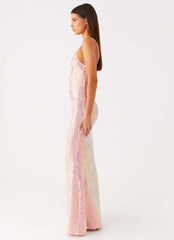 Attitude Knit Sequin Maxi Dress - Iridescent Pink