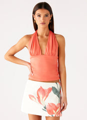 Avena Halter Top - Coral