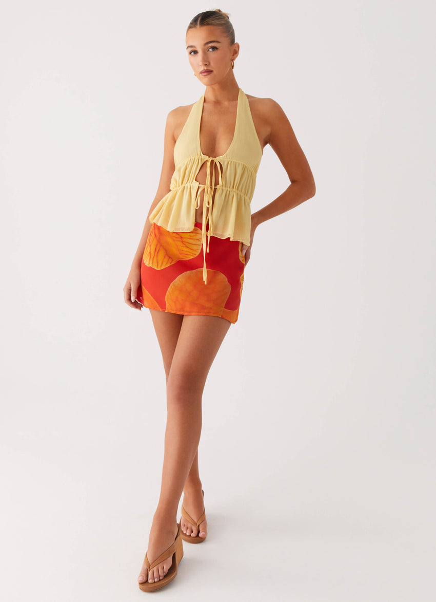 Breezy Palms Mini Skirt - Serene Orange