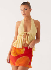 Breezy Palms Mini Skirt - Serene Orange