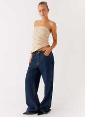 Briana Strapless Top - Tan