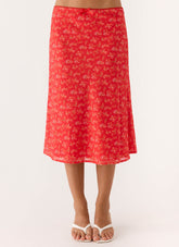Calia Midi Skirt - Magenta Red Rose