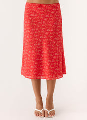 Calia Midi Skirt - Magenta Red Rose