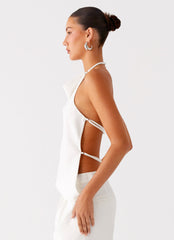 Delong Backless Linen Top - White