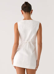 Golden Touch Cotton Mini Dress - White
