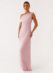 Heart Of Glass Satin Maxi Dress - Pink