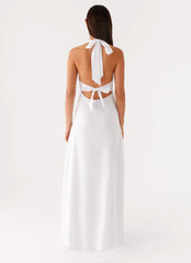 Heavy Hearted Linen Maxi Dress - White