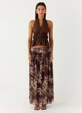 Hot Like Me Maxi Skirt - Espresso Meadow