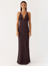 Indya Halter Maxi Dress - Chocolate