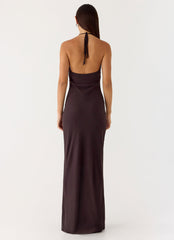 Indya Halter Maxi Dress - Chocolate