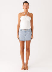 Kamen Low Rise Mini Skirt - Light Denim
