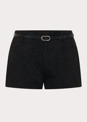 Katie Faux Suede Mini Shorts - Black