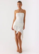 Khalida Jersey Halter Mini Dress - White