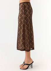 Malachie Lace Midi Skirt - Chocolate