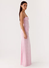 Natty Lace Mesh Maxi Dress - Petal Pink