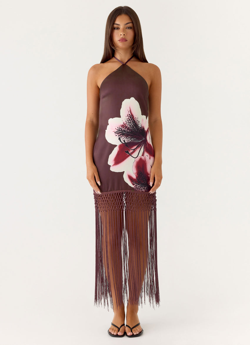 Niahvette Halter Midaxi Dress - Velvet Bloom