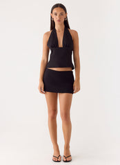Rushing Around Halter Top - Black