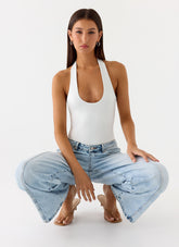 Set The Scene Halter Bodysuit - White