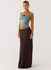 Star Girl Chiffon Maxi Skirt - Cool Chocolate