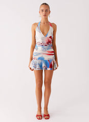 Starlit Night Mini Dress - Deep Sea Bloom