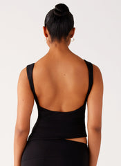 Wonderlust Cowl Top - Black