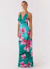Yoon Beaded Cowl Maxi Dress - Petal Reef