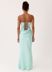 Adara Corset Maxi Dress - Aqua