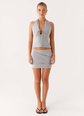 Amia Halter Top - Grey Marle