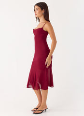Anne Midi Dress - Deep Red