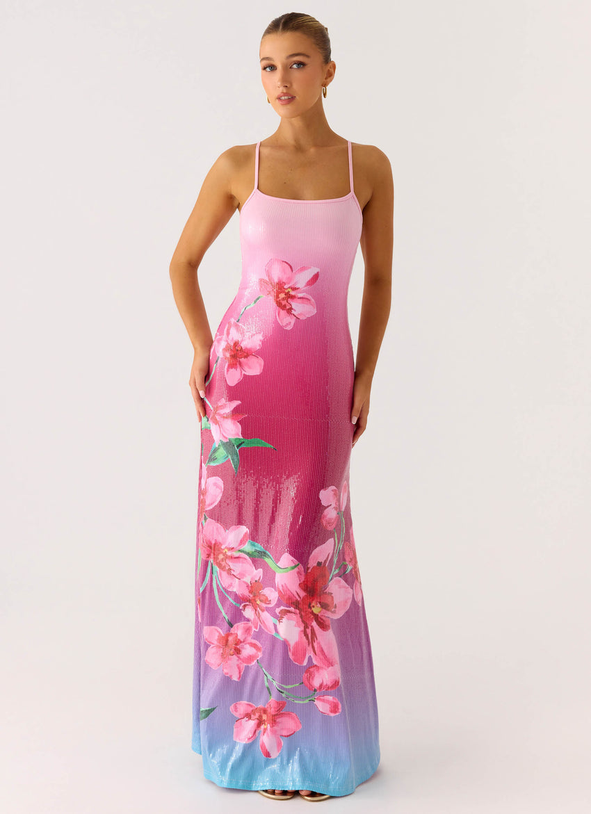 Ariaz Sequin Maxi Dress - Ombre Reef