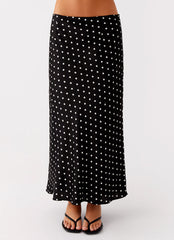 Breanne Midi Skirt - Black Polka Dot