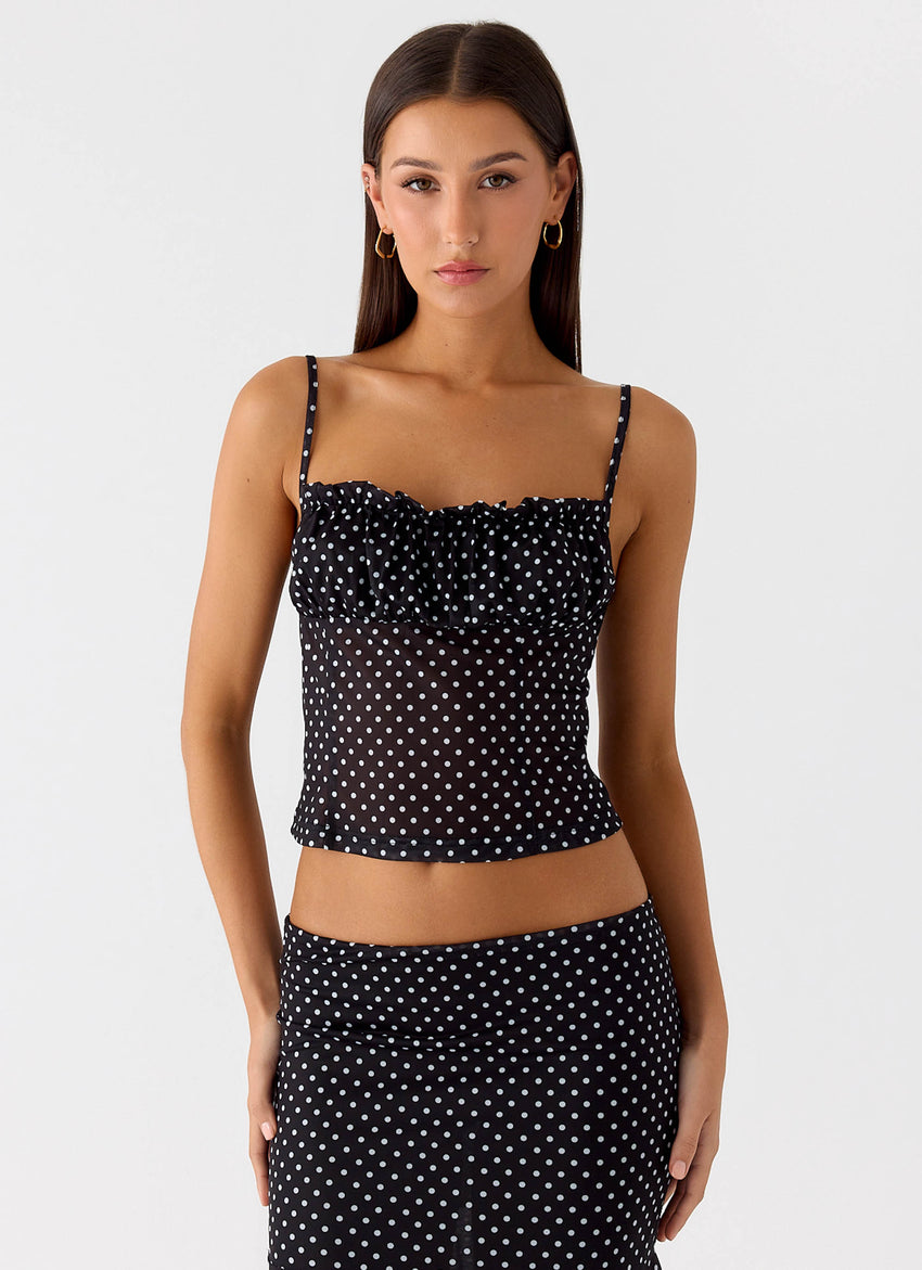 Buffy Top - Black Polkadot