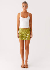 Cancun Sequin Mini Skirt - Lime