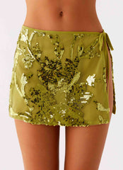 Cancun Sequin Mini Skirt - Lime