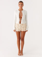 Candy Sequin Mini Shorts - White