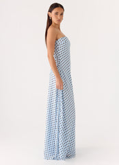 Chaniva Maxi Dress - Blue Mocha Dot