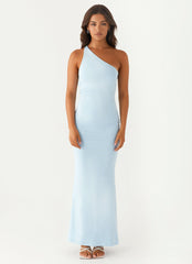 Claudia One Shoulder Maxi Dress - Blue