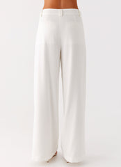 Delong Low Rise Linen Pants - White