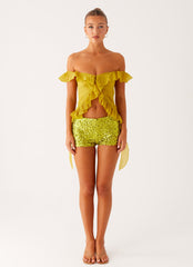 Dylan Off Shoulder Top - Lime