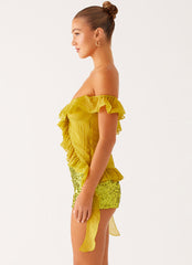 Dylan Off Shoulder Top - Lime