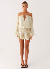 Eira Balloon Sleeve Mini Dress - Ivory