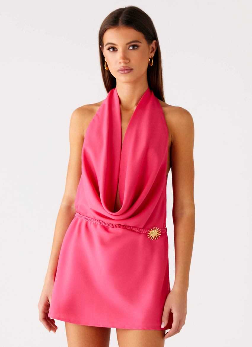 Halia Cowl Mini Dress - Watermelon