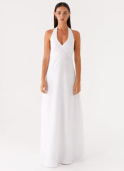 Heavy Hearted Linen Maxi Dress - White