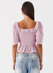 Hidden Gem Shirring Top - Purple