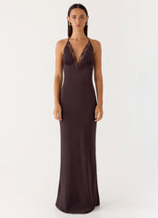 Indya Halter Maxi Dress - Chocolate
