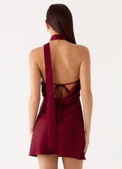 Keena Scarf Mini Dress - Burgundy