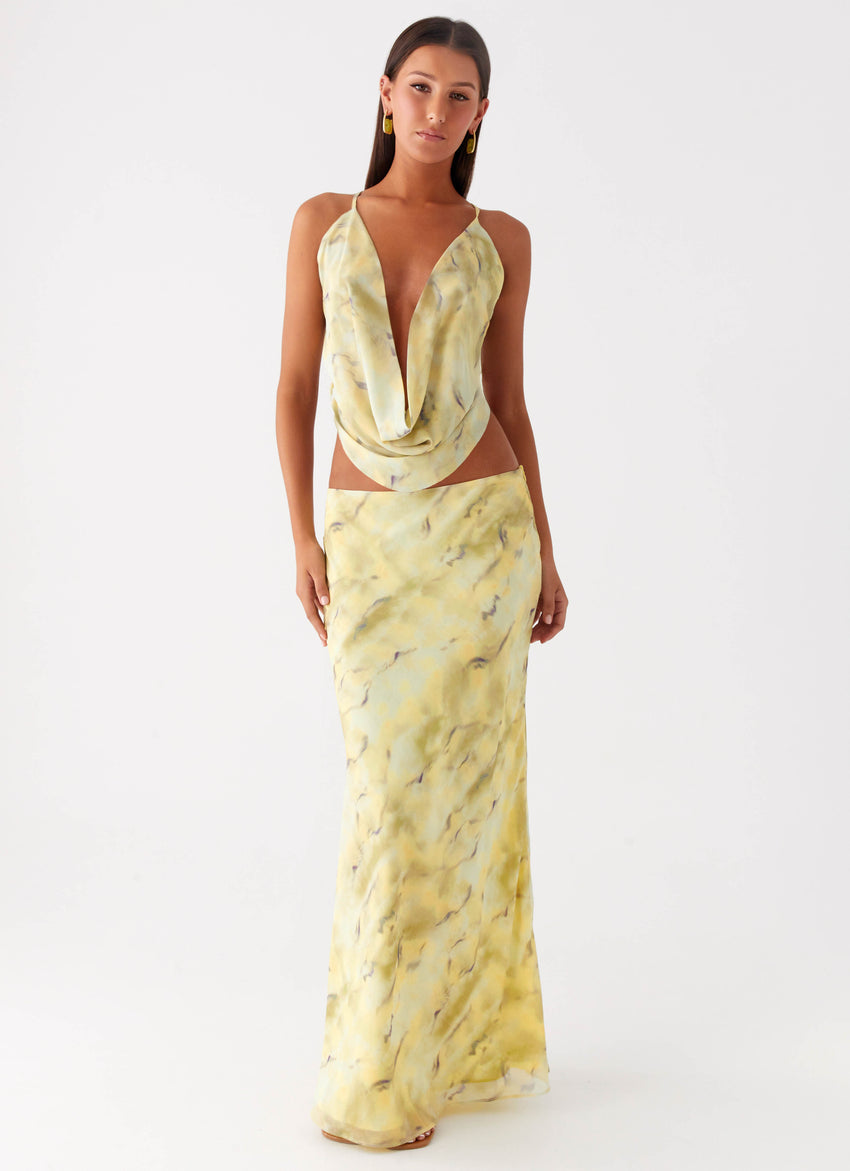 Kylo Low Rise Maxi Skirt - Yellow Tie Dye