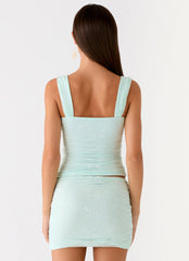 Lea Lace Mini Skirt - Blue