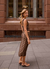 Malachie Lace Midi Skirt - Chocolate