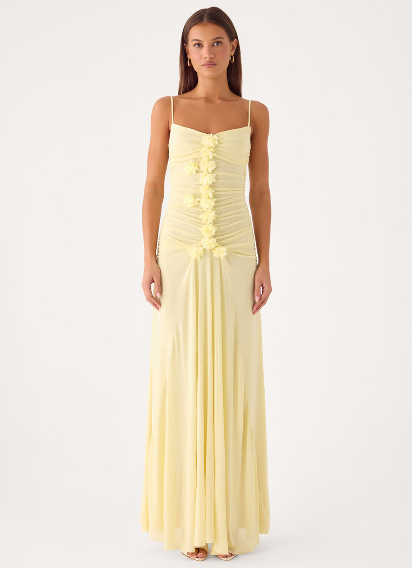Marcia Flower Maxi Dress - Yellow